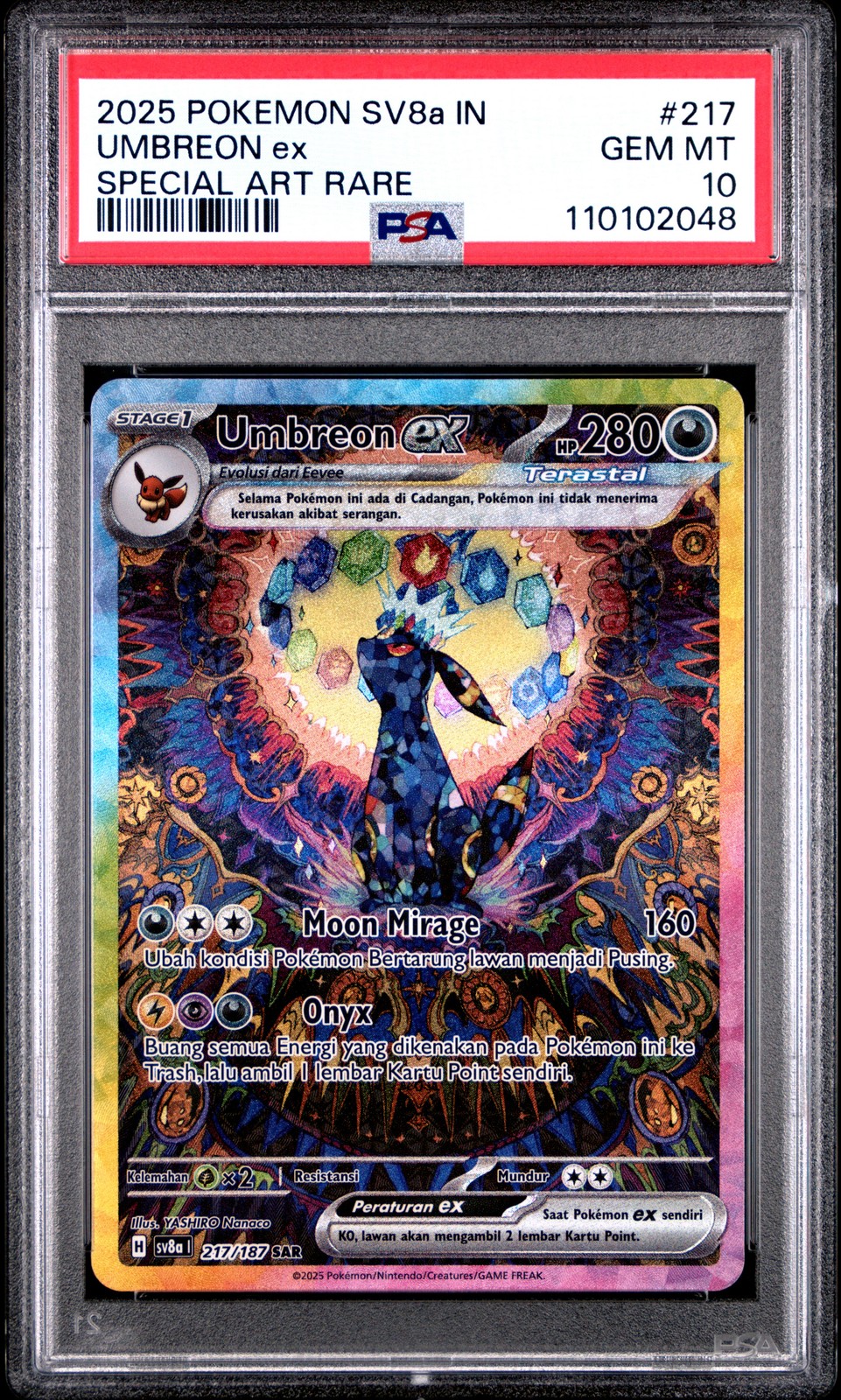 2025 Pokemon Indonesian Sv8a I-Terastal Fest EX Umbreon EX Special Art Rare 217