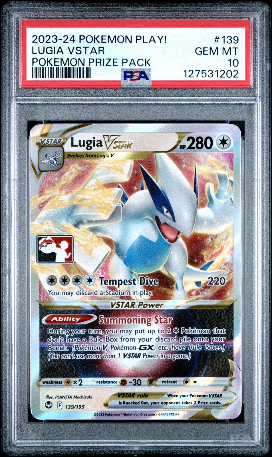 2023-2024 Pokemon Play! Pokemon Prize Pack Lugia Vstar 139