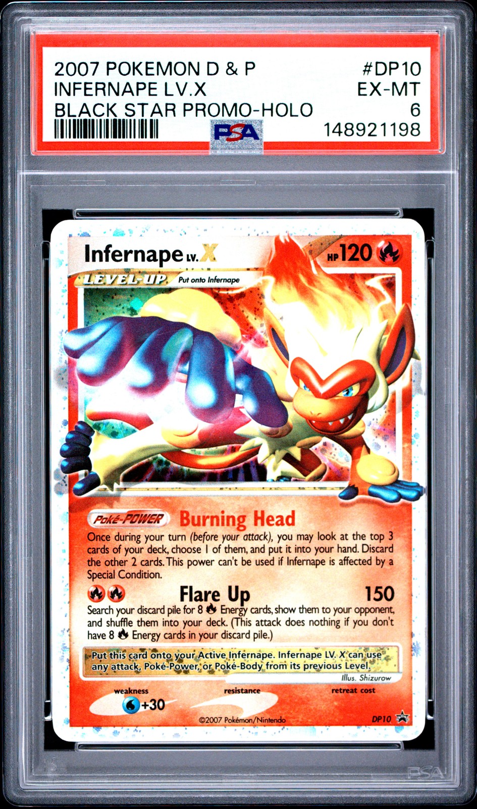 2007 Pokemon Diamond & Pearl Black Star Promo Infernape LV.X Holo DP10