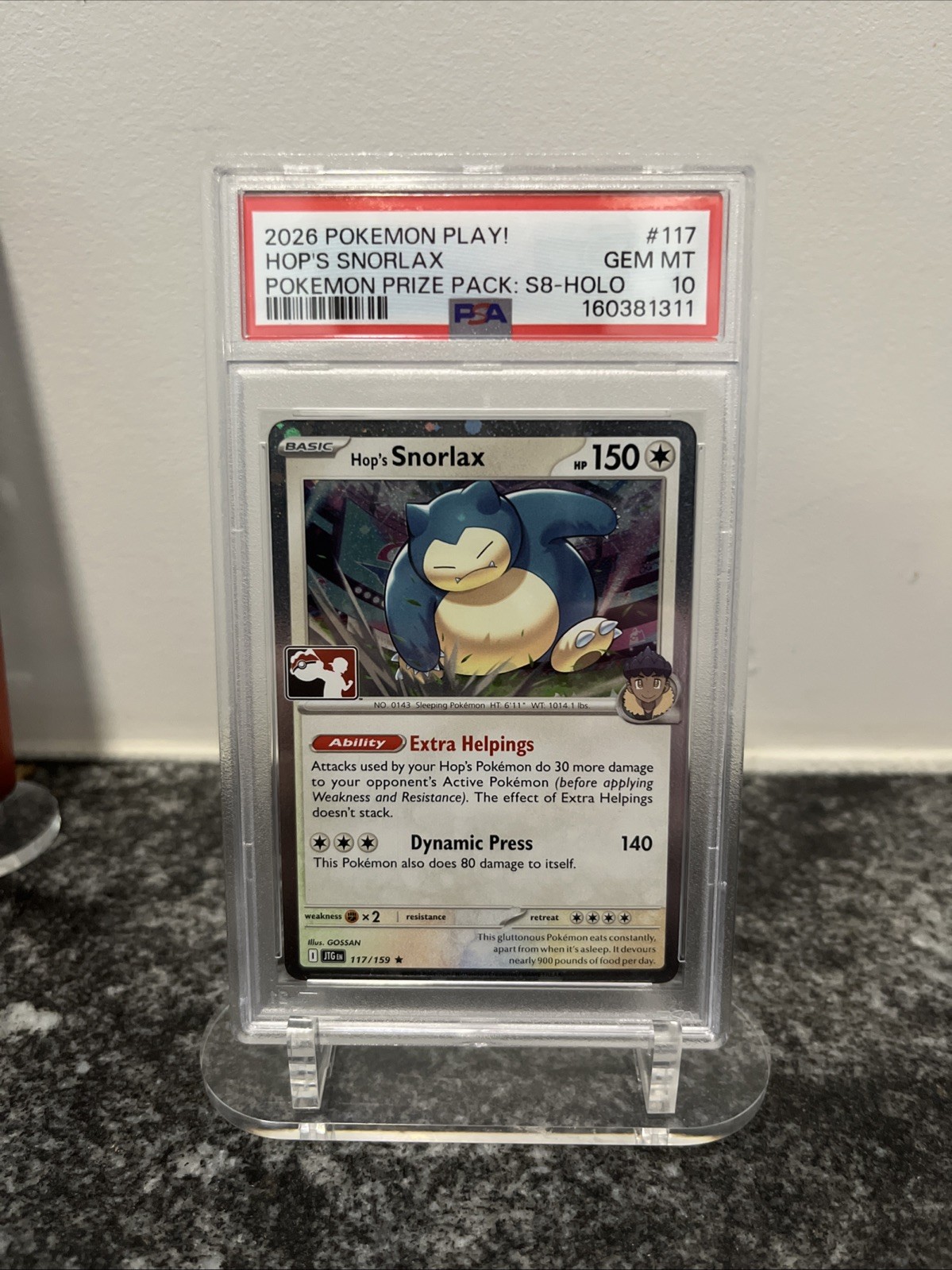 2025-2026 Pokemon Play! Pokemon Prize Pack Hop's Snorlax Holo 117