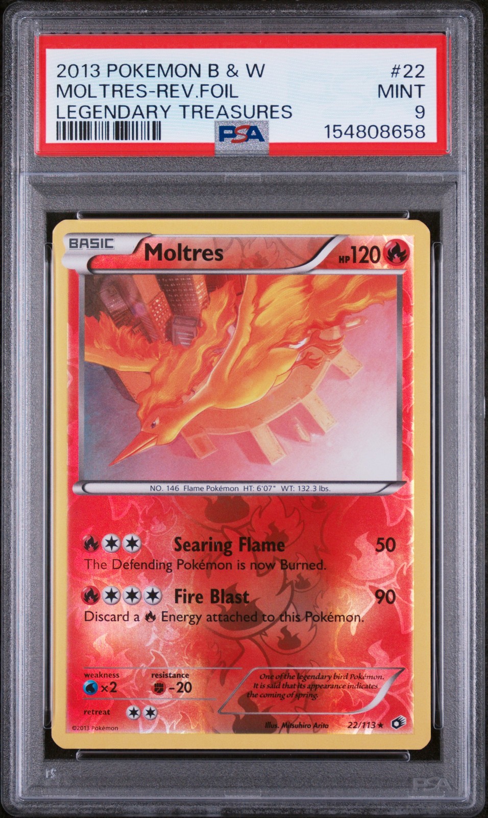 2013 Pokemon Black & White Legendary Treasures Moltres-Reverse Foil 22