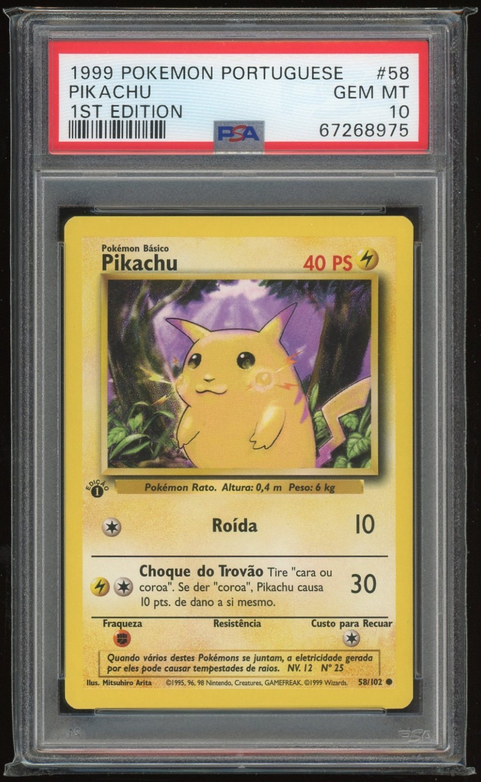 1999 Pokemon Portuguese Pikachu 1st Edition 58
