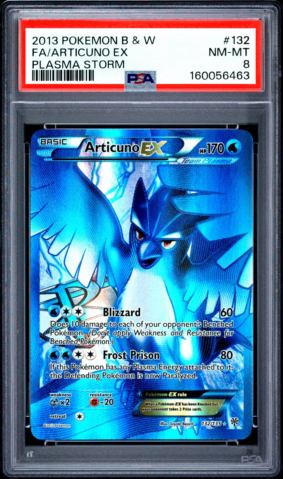 2013 Pokemon Black & White Plasma Storm Full Art/Articuno EX 132