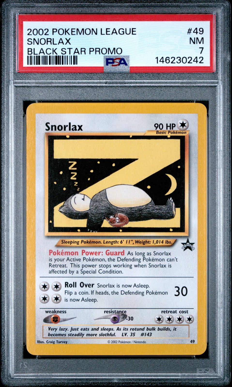 2002 Pokemon League Promo Black Star Snorlax 49