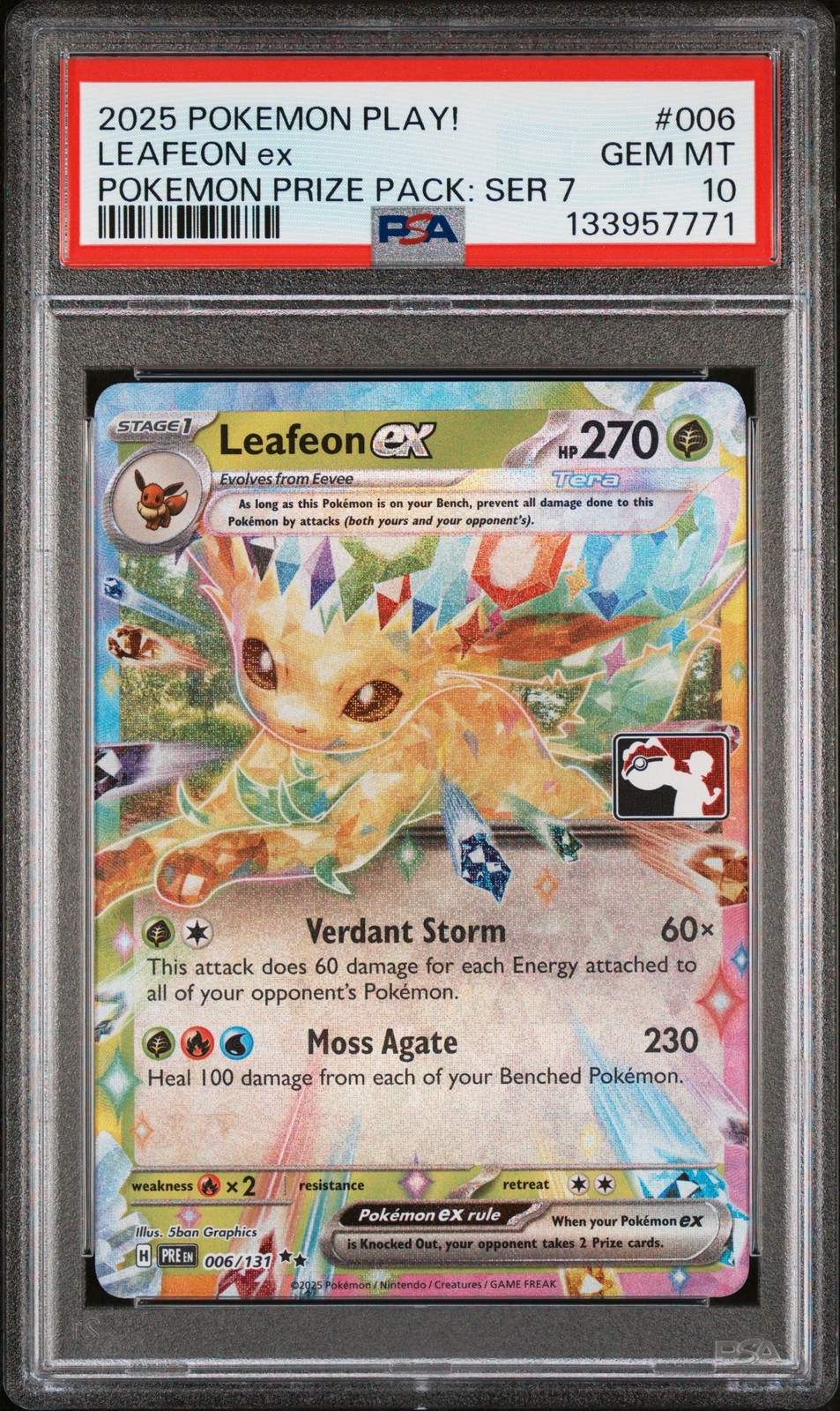 2025 Pokemon Play! Pokemon Prize Pack: Series 7 Leafeon EX 006