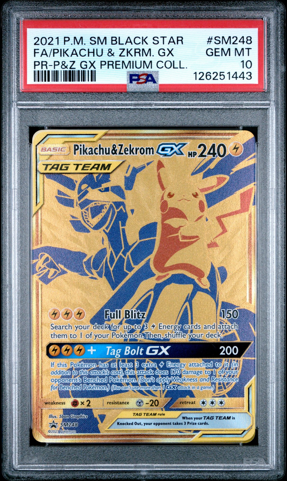 2021 Pokemon SM Black Star Promo Full Art/Pikachu & Zekrom GX Pikachu & Zekrom GX Premium Collection SM248