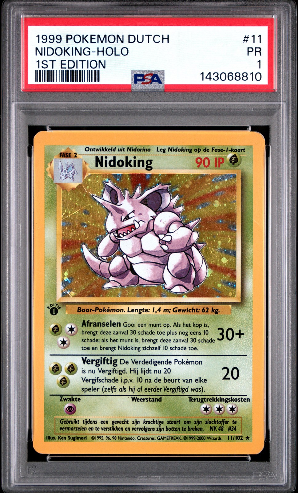1999 Pokemon Dutch Nidoking-Holo 1st Edition 11