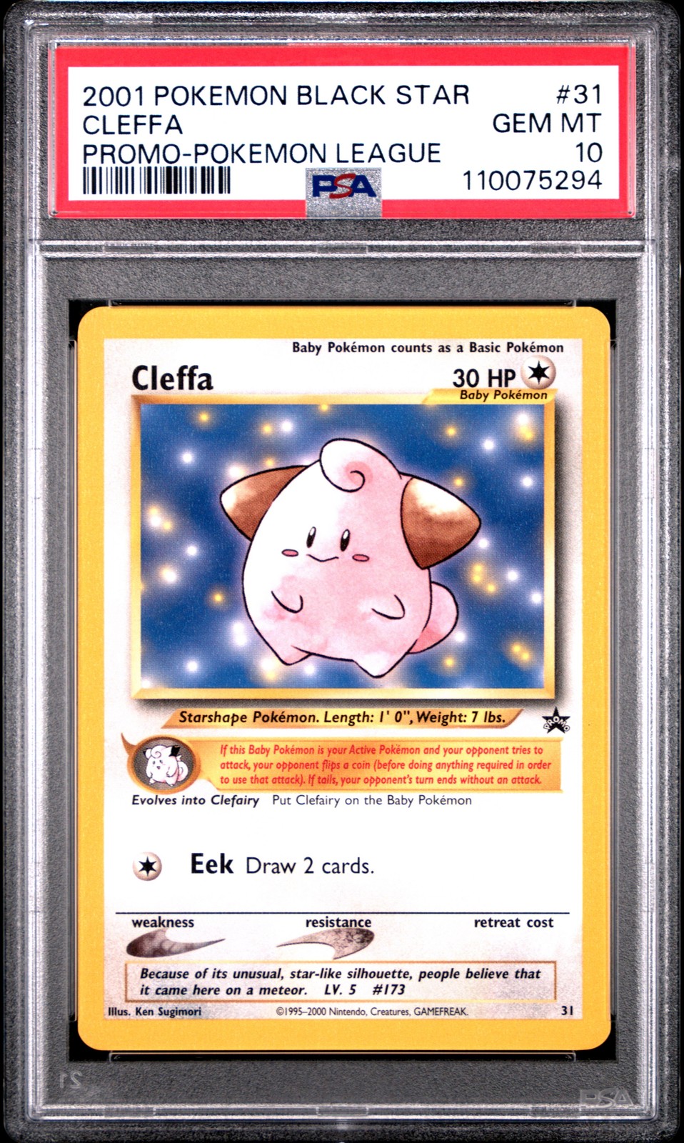 2001 Pokemon Promo Black Star Cleffa Pokemon League 31