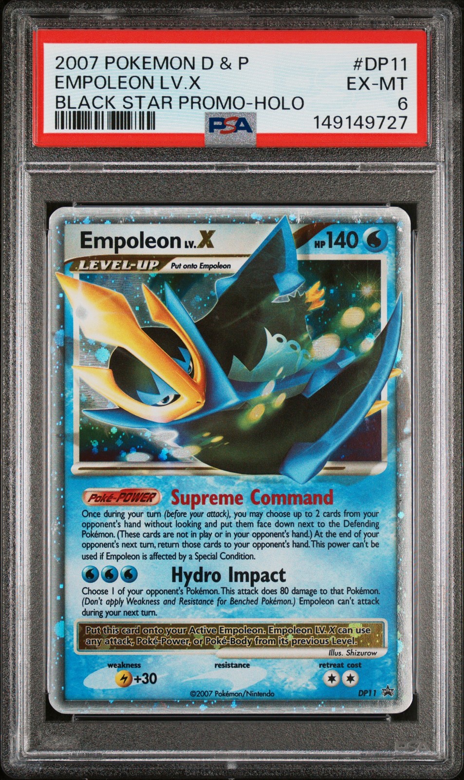 2007 Pokemon Diamond & Pearl Black Star Promo Empoleon LV.X Holo DP11