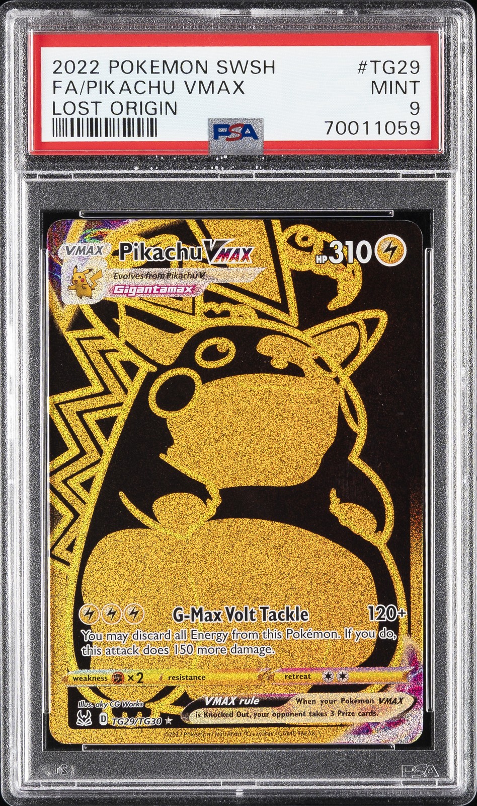 2022 Pokemon Sword & Shield Lost Origin Full Art/Pikachu Vmax TG29