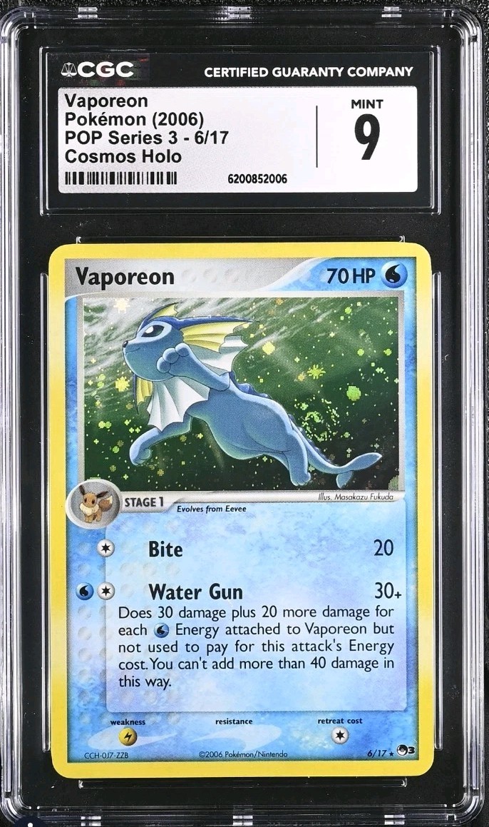 2006 POP Series 3 - English Vaporeon Cosmos Holo 6/17