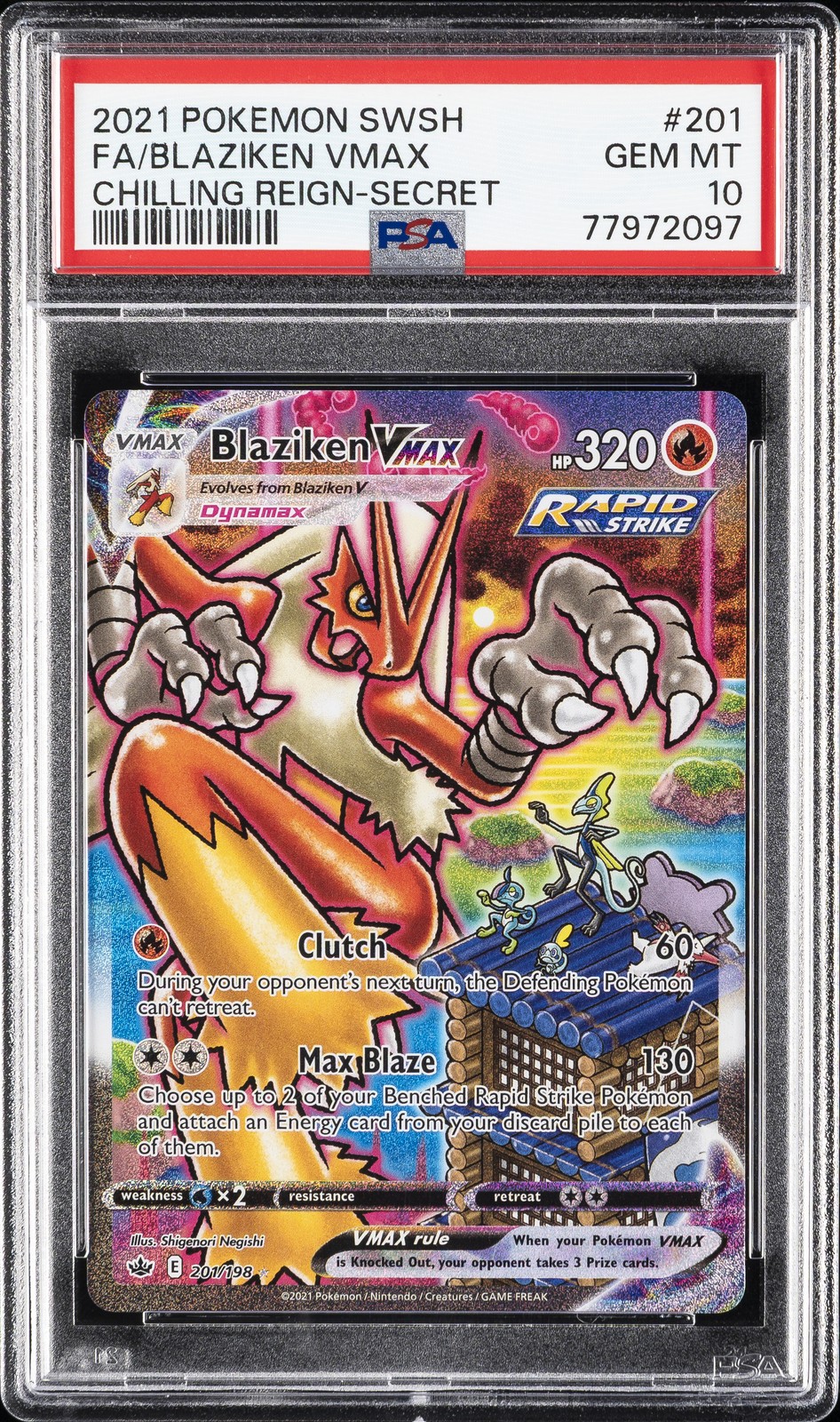2021 Pokemon Sword & Shield Chilling Reign Full Art/Blaziken Vmax Secret 201