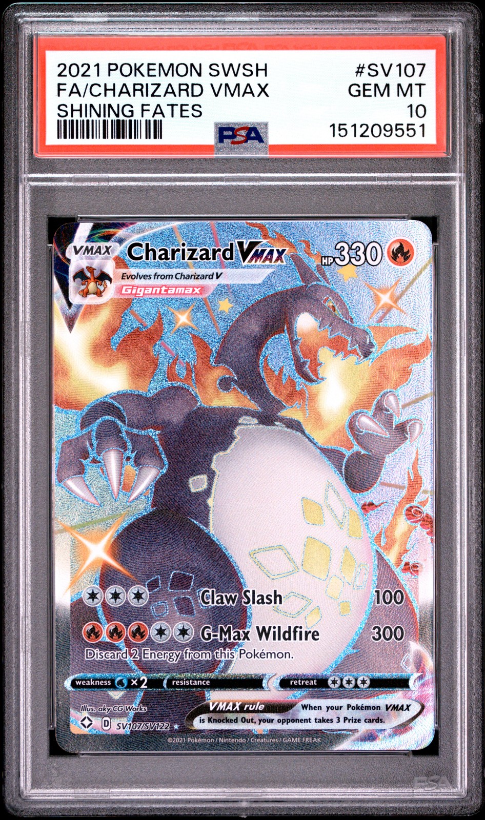 2021 Pokemon Sword & Shield Shining Fates Full Art/Charizard Vmax SV107