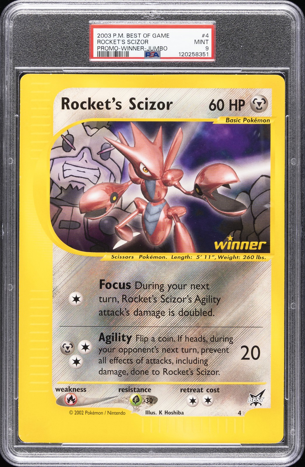 2003 Pokemon Best of Game Promo Rocket's Scizor Winner-Jumbo 4
