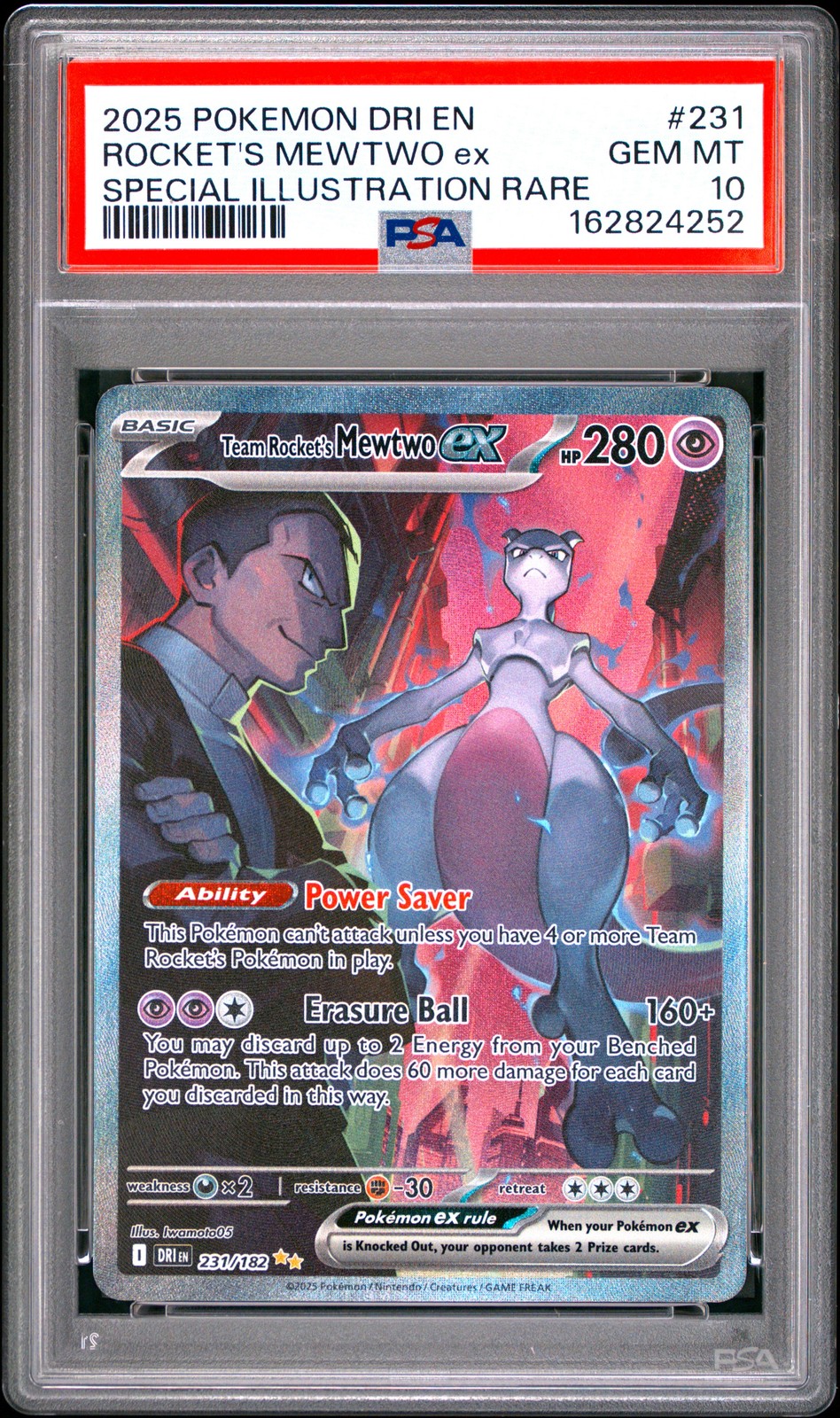2025 Pokemon Dri EN-Destined Rivals Team Rocket's Mewtwo EX Special Illustration Rare 231