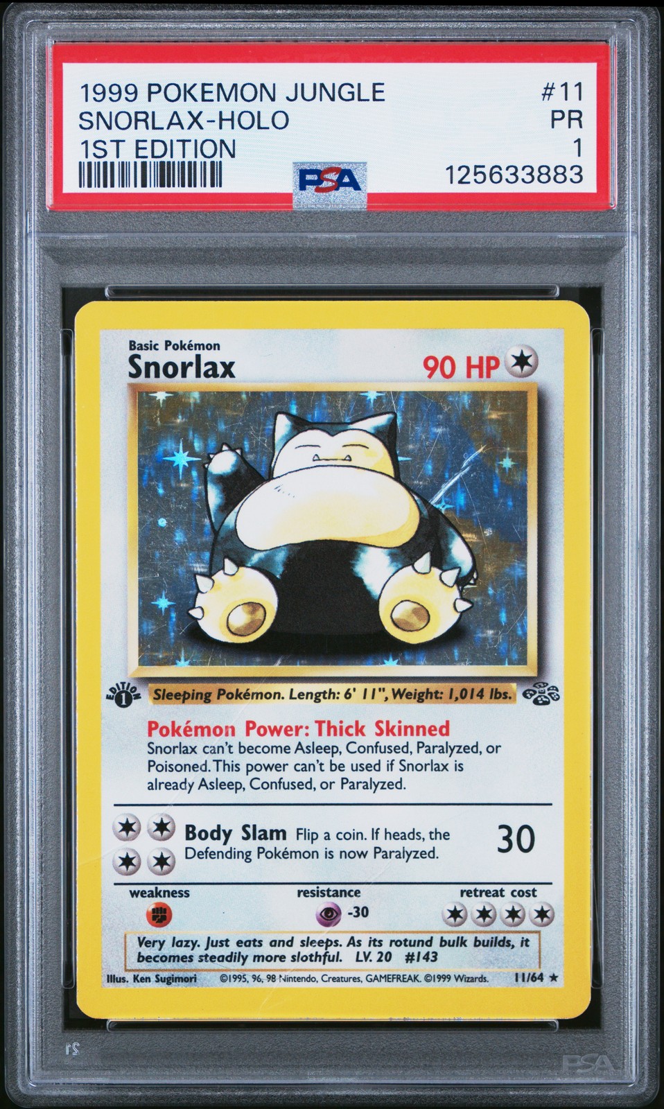 1999 Pokemon Jungle Snorlax-Holo 1st Edition 11