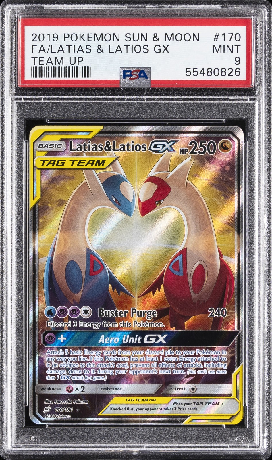 2019 Pokemon Sun & Moon Team Up Full Art/Latias & Latios GX 170