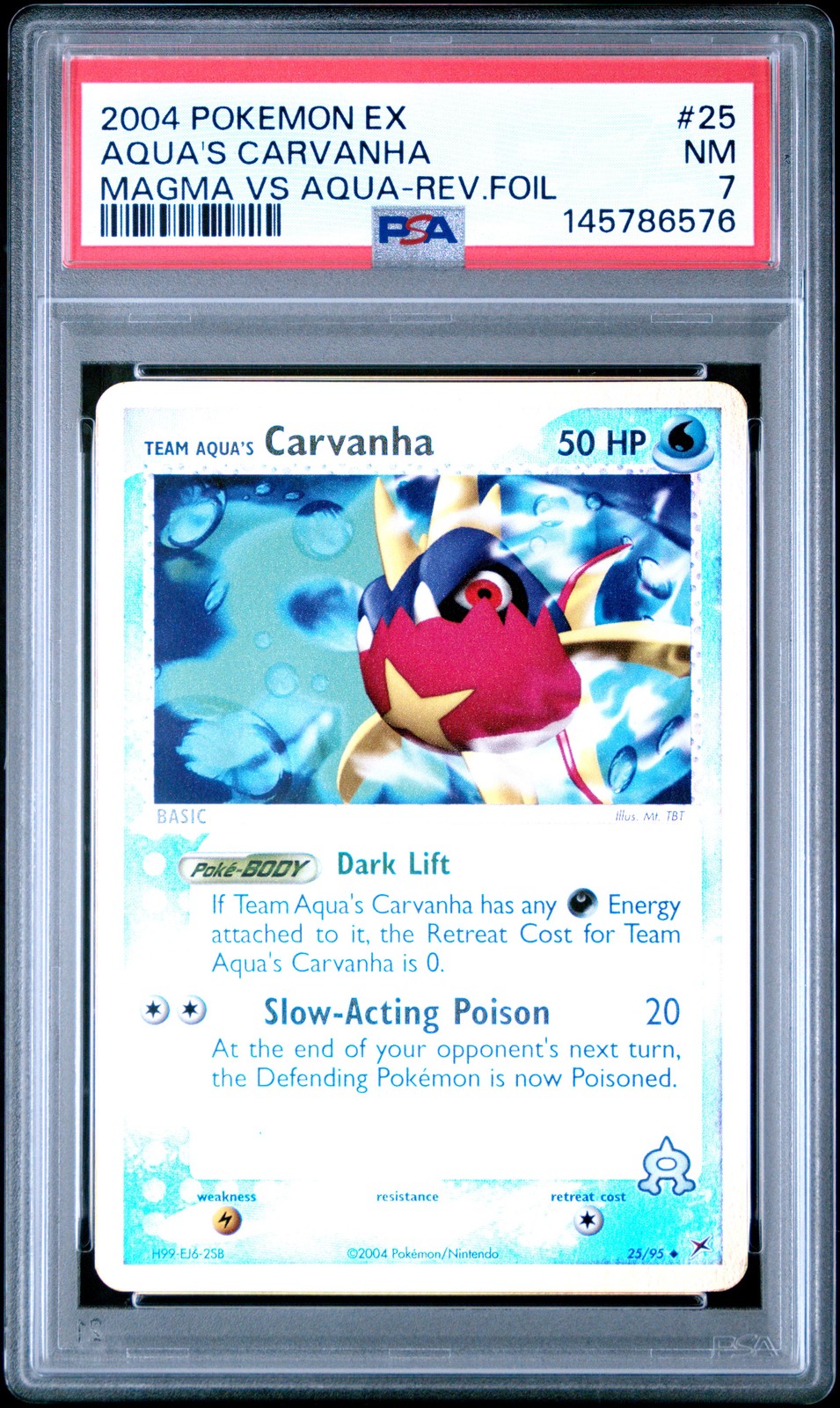 2004 Pokemon EX Team Magma VS Team Aqua Team Aqua's Carvanha-Reverse Foil 25