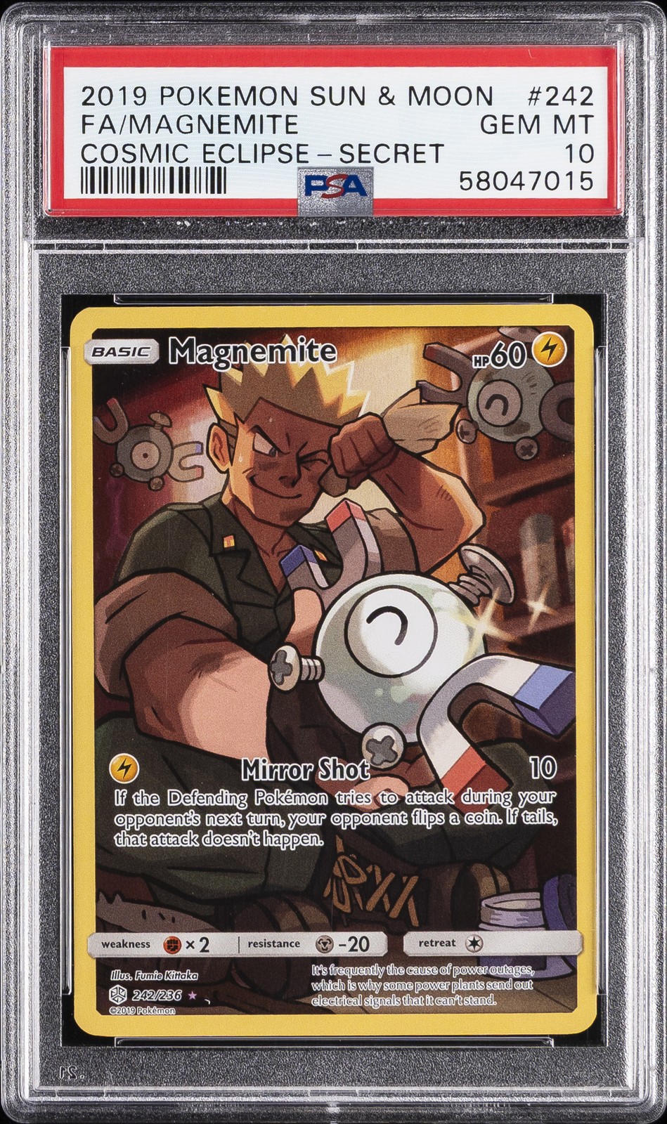 2019 Pokemon Sun & Moon Cosmic Eclipse Full Art/Magnemite Secret 242