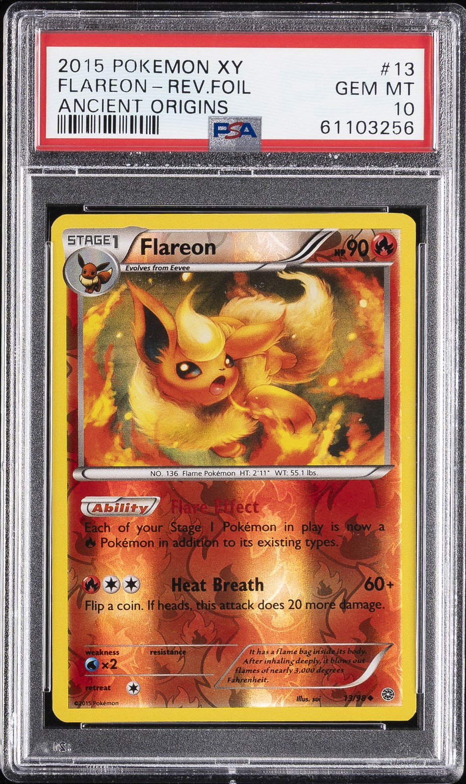 2015 Pokemon XY Ancient Origins Flareon-Reverse Foil 13