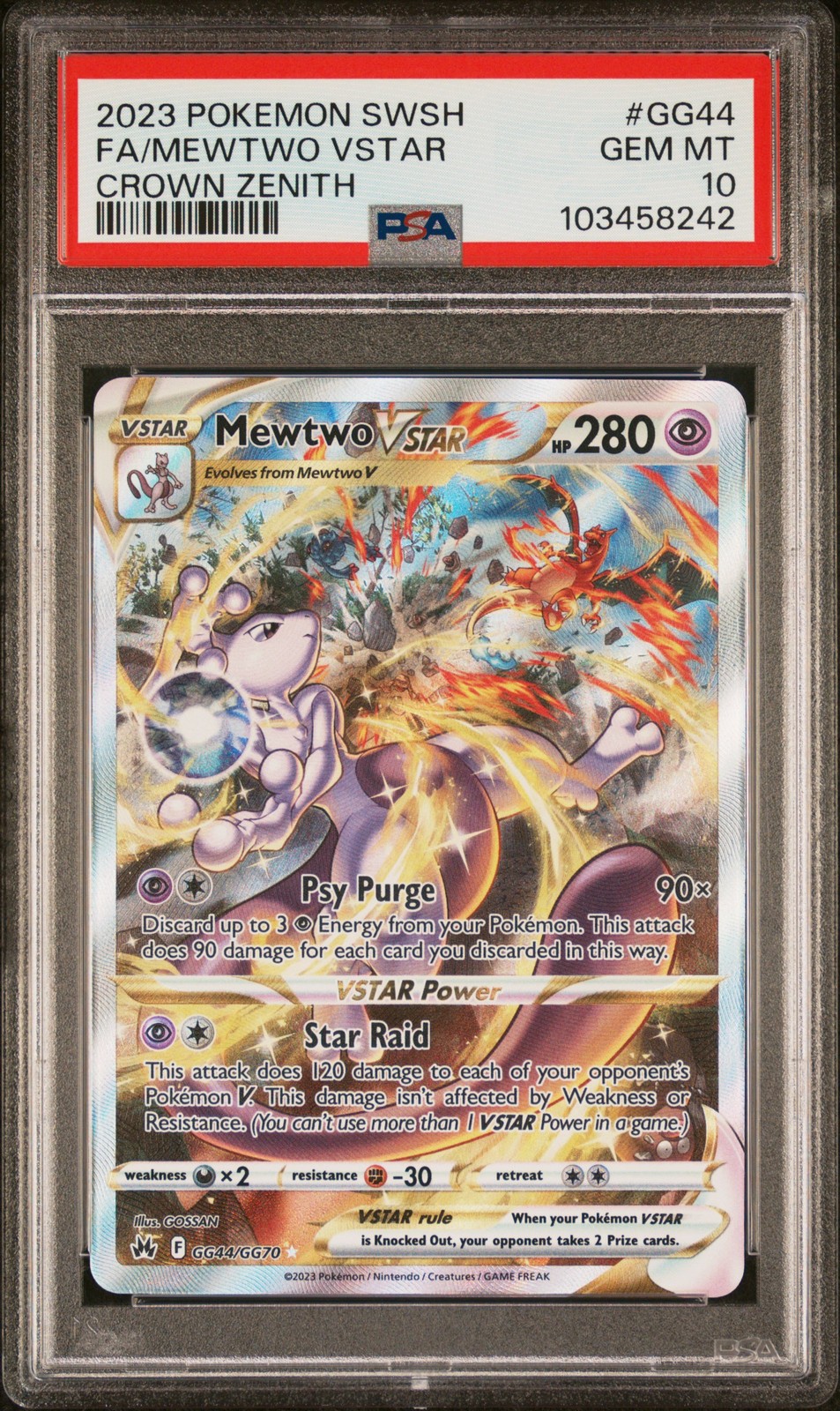 2023 Pokemon Sword and Shield Crown Zenith Full Art/Mewtwo Vstar GG44
