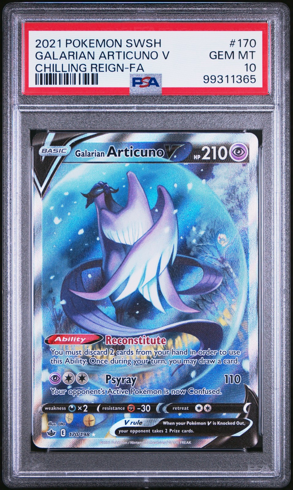 2021 Pokemon Sword & Shield Chilling Reign Full Art/Galarian Articuno V 170