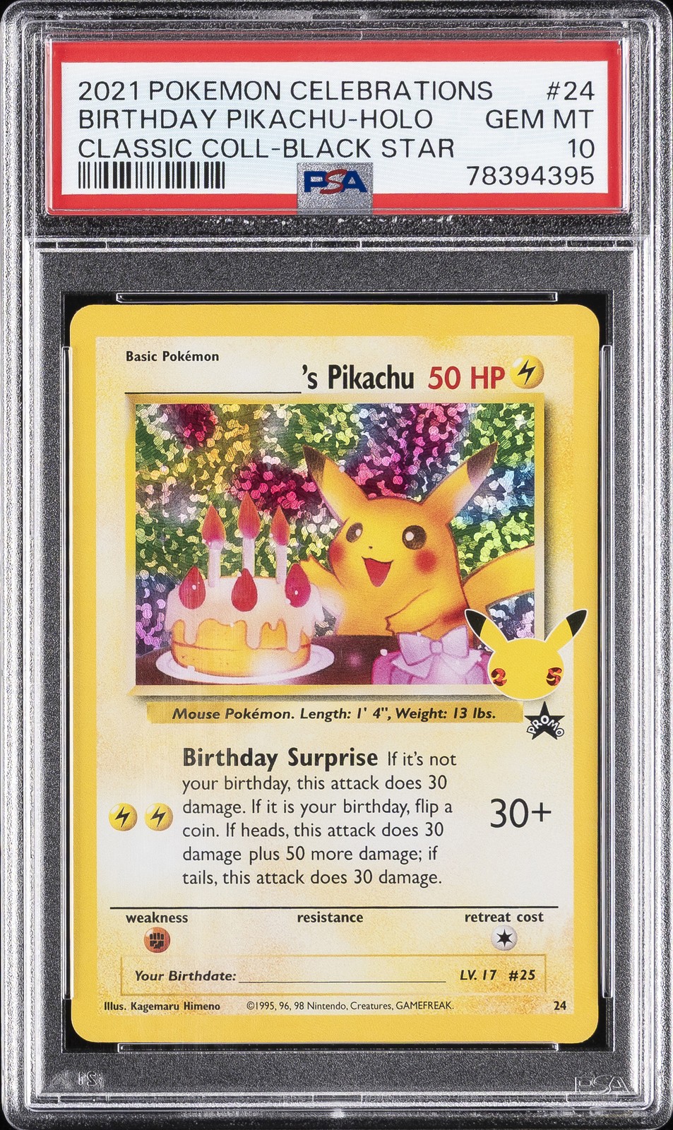 2021 Pokemon Celebrations Classic Collection Birthday Pikachu-Holo 24