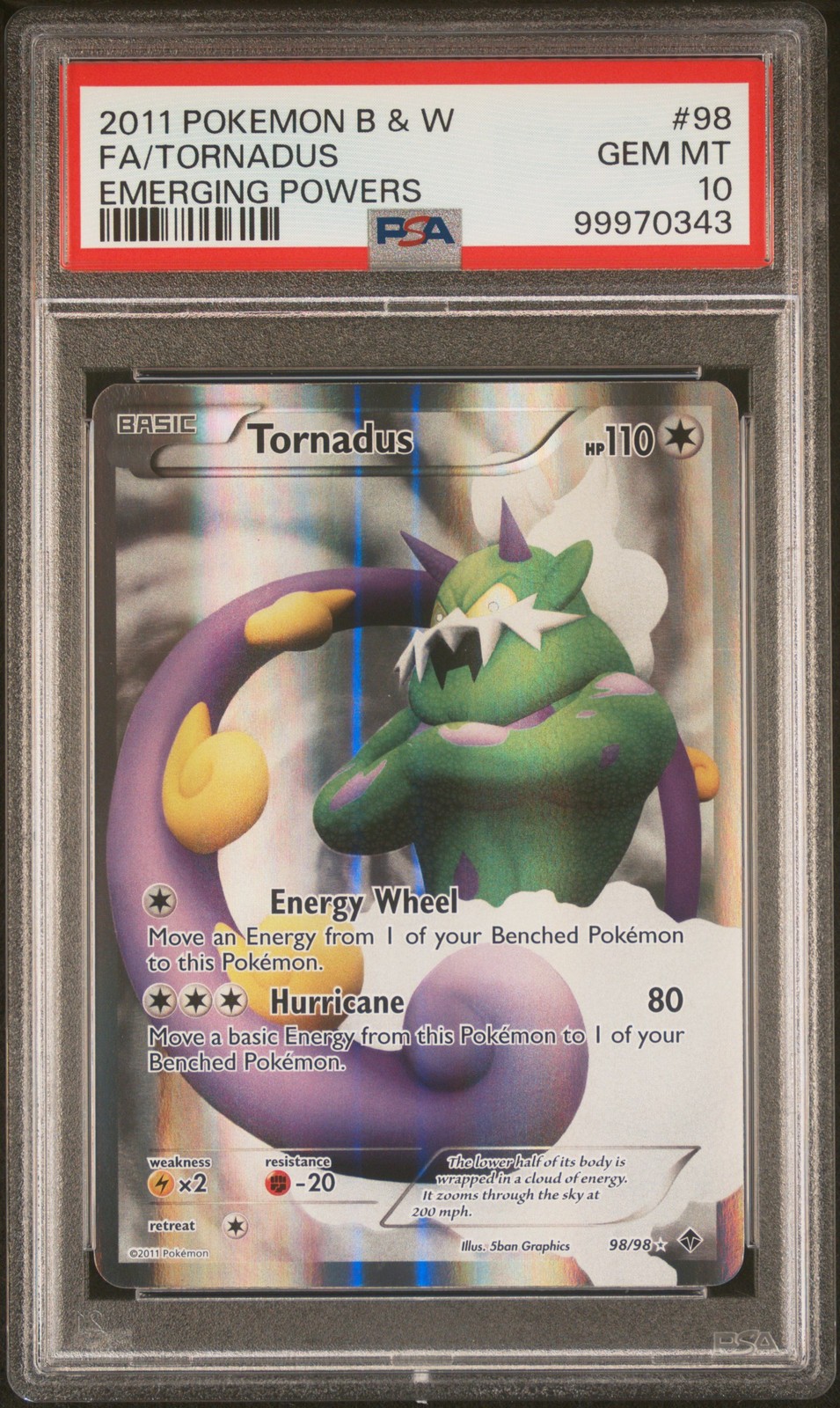 2011 Pokemon Black & White Emerging Powers Full Art/Tornadus 98