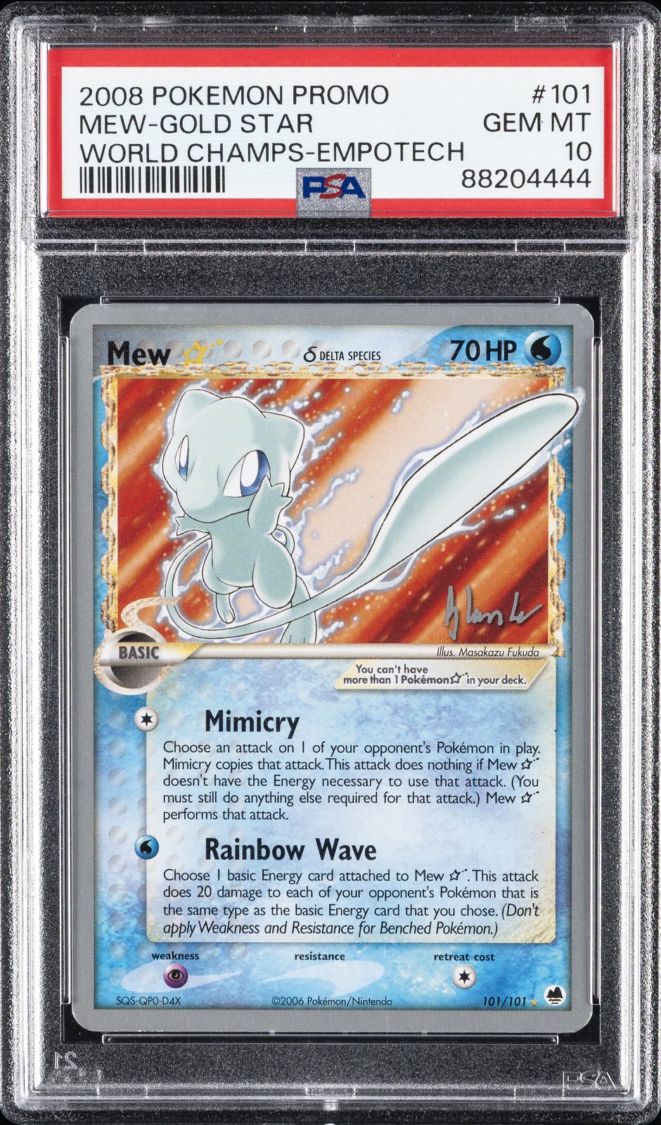 2008 Pokemon World Championships Promo Mew-Gold Star Empotech 101