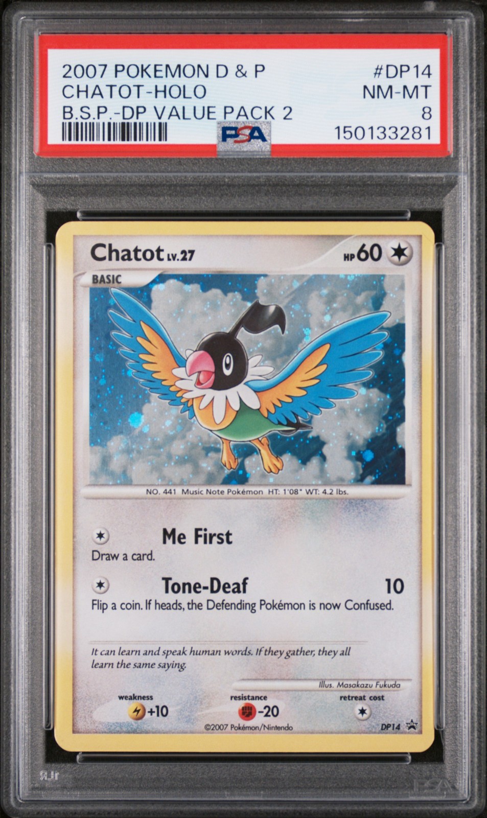 2007 Pokemon Diamond & Pearl Black Star Promo Chatot-Holo DP14