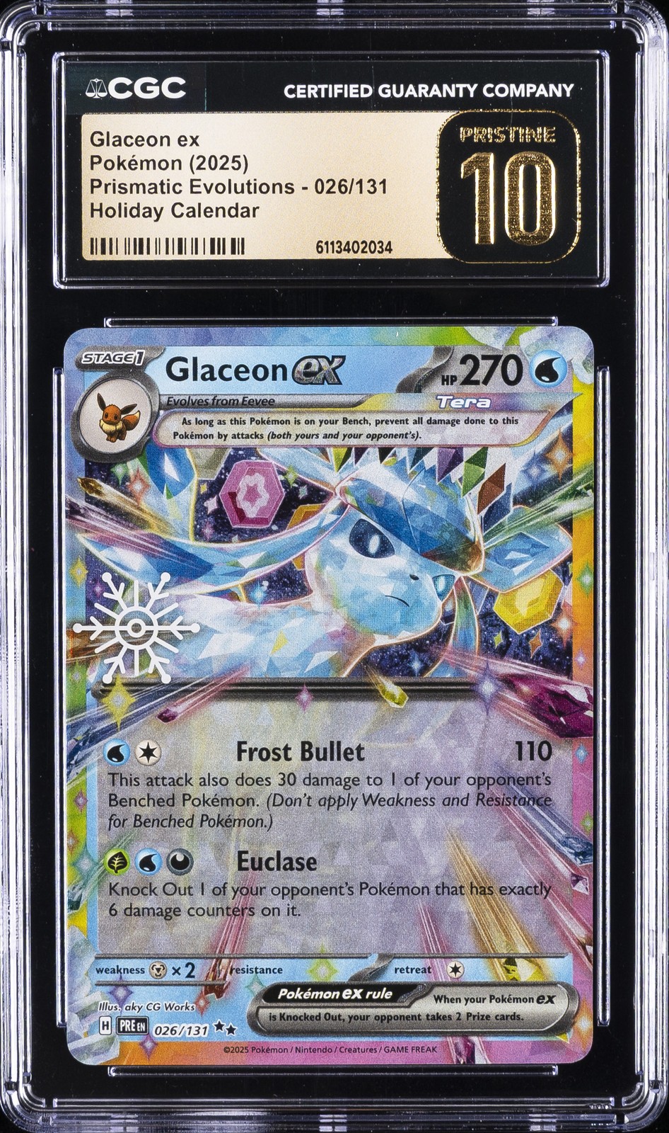 2025 Prismatic Evolutions - PRE EN - English Glaceon ex Holiday Calendar (Snowflake Stamp) (Holo) 026/131