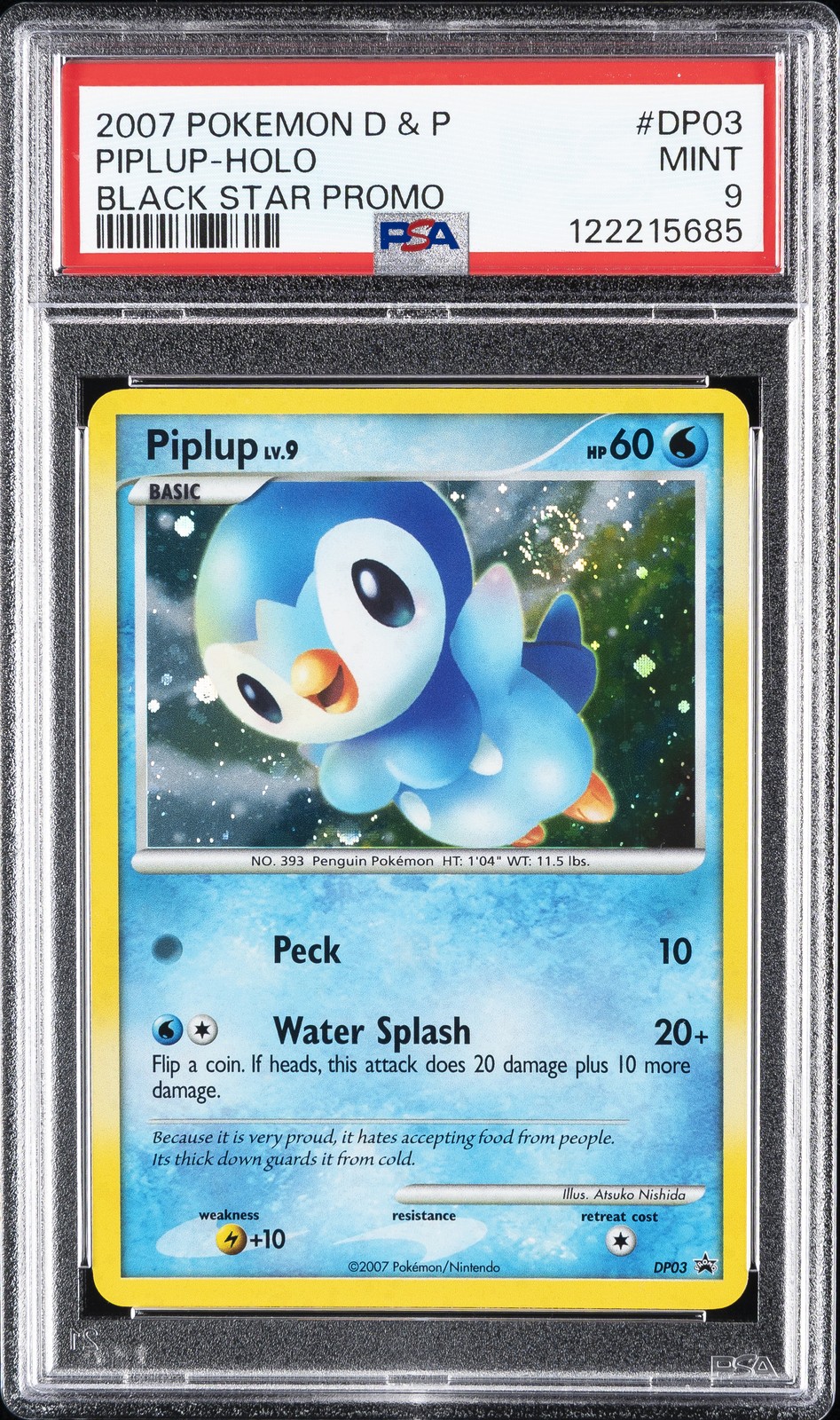 2007 Pokemon Diamond & Pearl Black Star Promo Piplup-Holo DP03