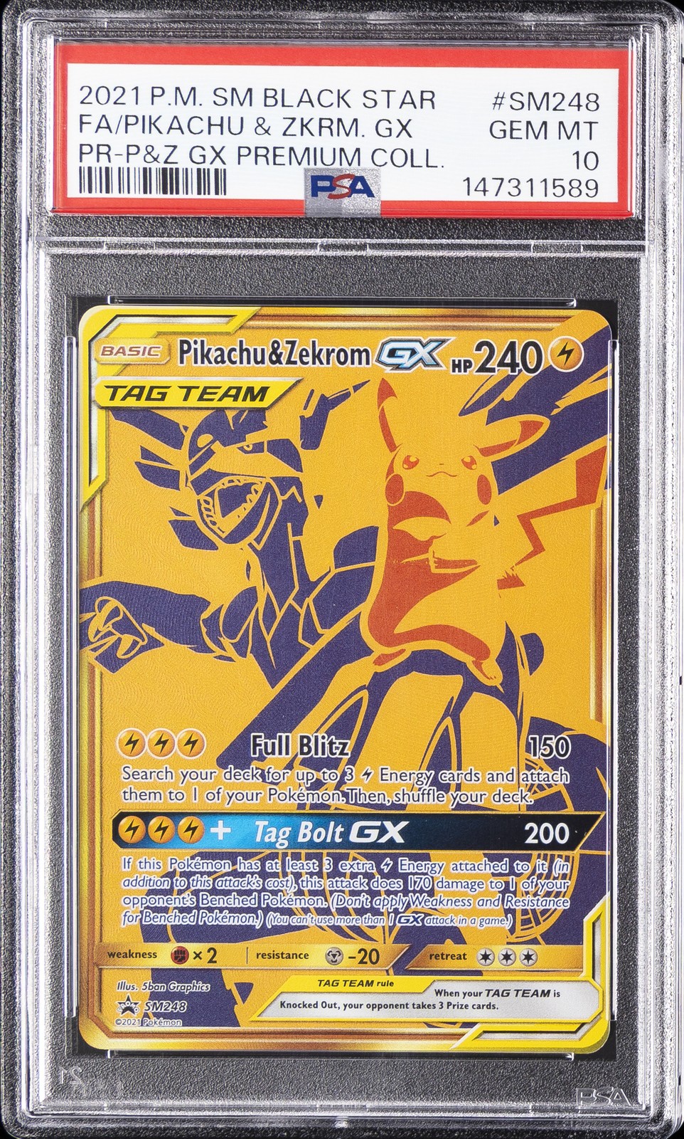 2021 Pokemon SM Black Star Promo Full Art/Pikachu & Zekrom GX Pikachu & Zekrom GX Premium Collection SM248