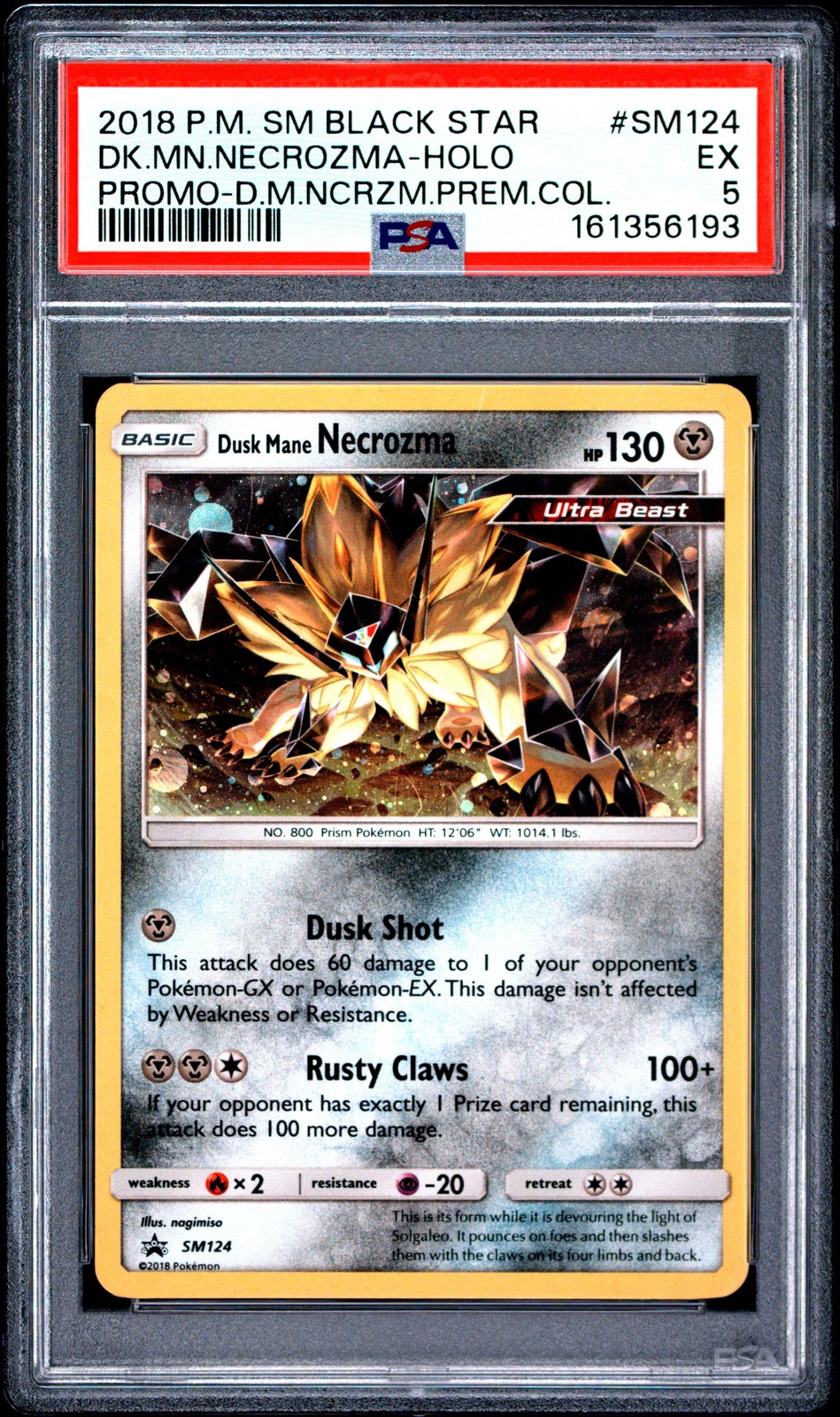 2018 Pokemon SM Black Star Promo Dusk Mane Necrozma-Holo Dusk Mane Necrozma Premium Collection SM124