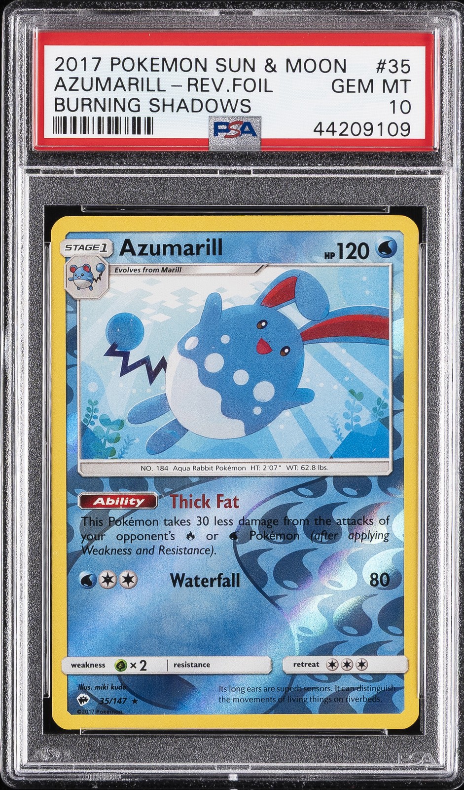 2017 Pokemon Sun & Moon Burning Shadows Azumarill-Reverse Foil 35