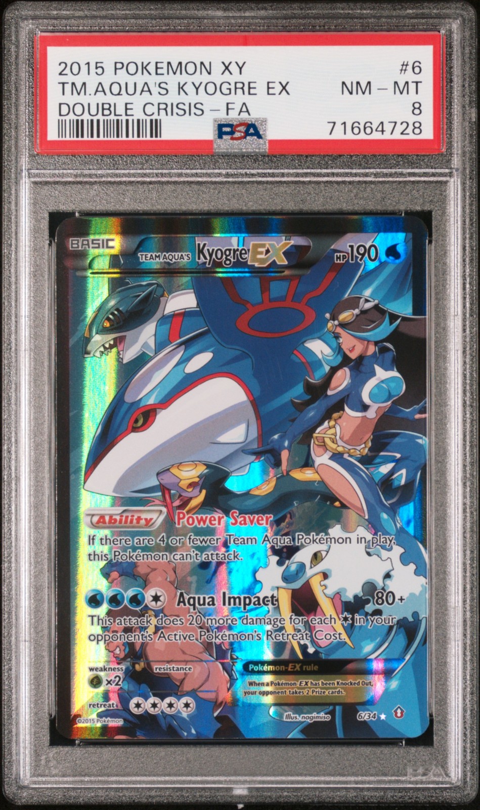 2015 Pokemon XY Double Crisis Full Art/Team Aqua's Kyogre EX 6