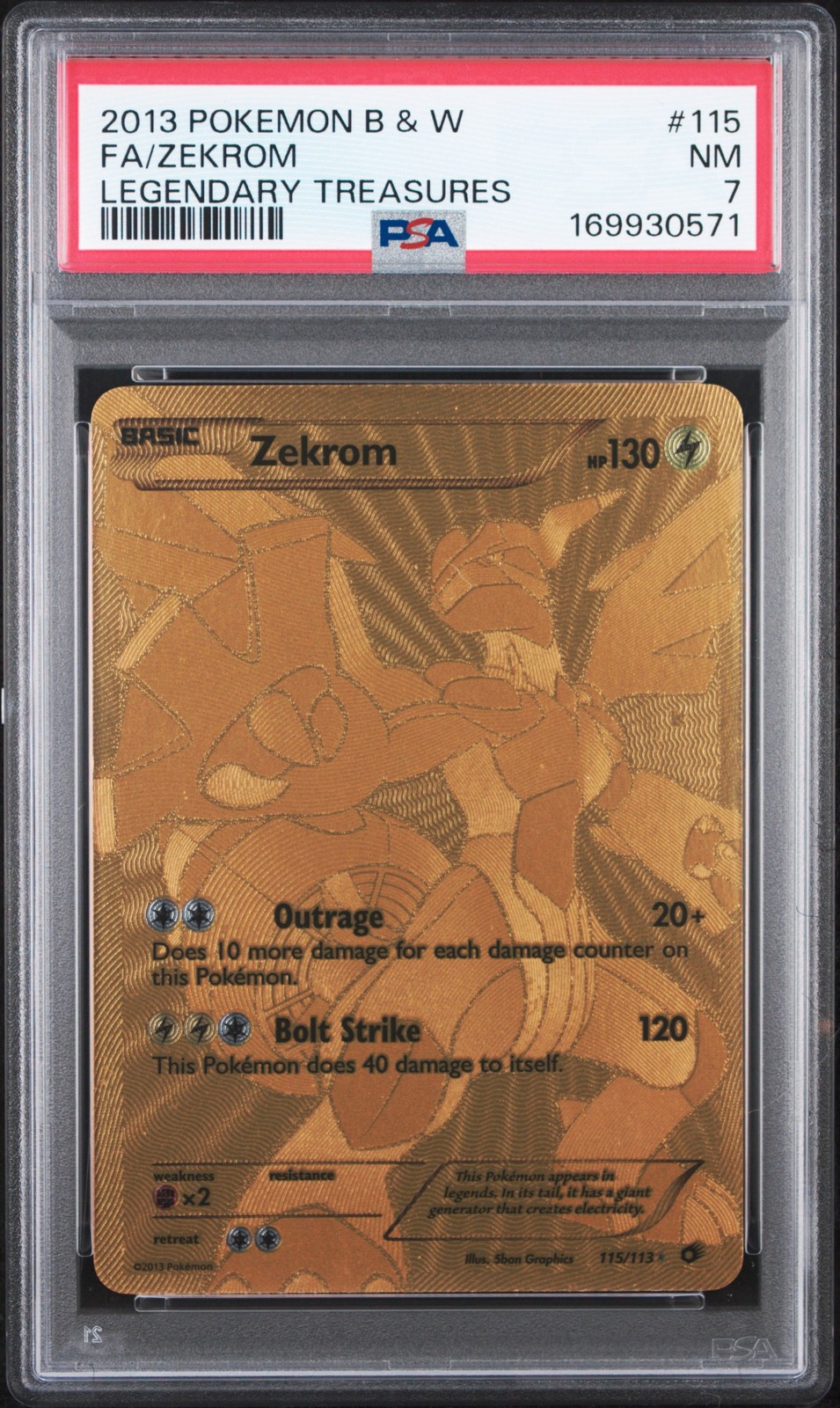 2013 Pokemon Black & White Legendary Treasures Full Art/Zekrom 115