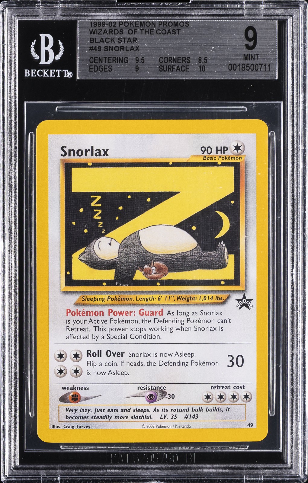 1999 Pokemon Wizards of the Coast Black Star Promos Snorlax 49