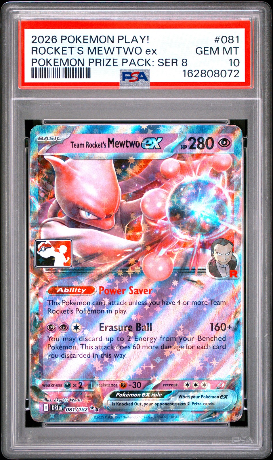 2026 Pokemon Play! Pokemon Prize Pack: Series 8 Team Rocket's Mewtwo EX 081