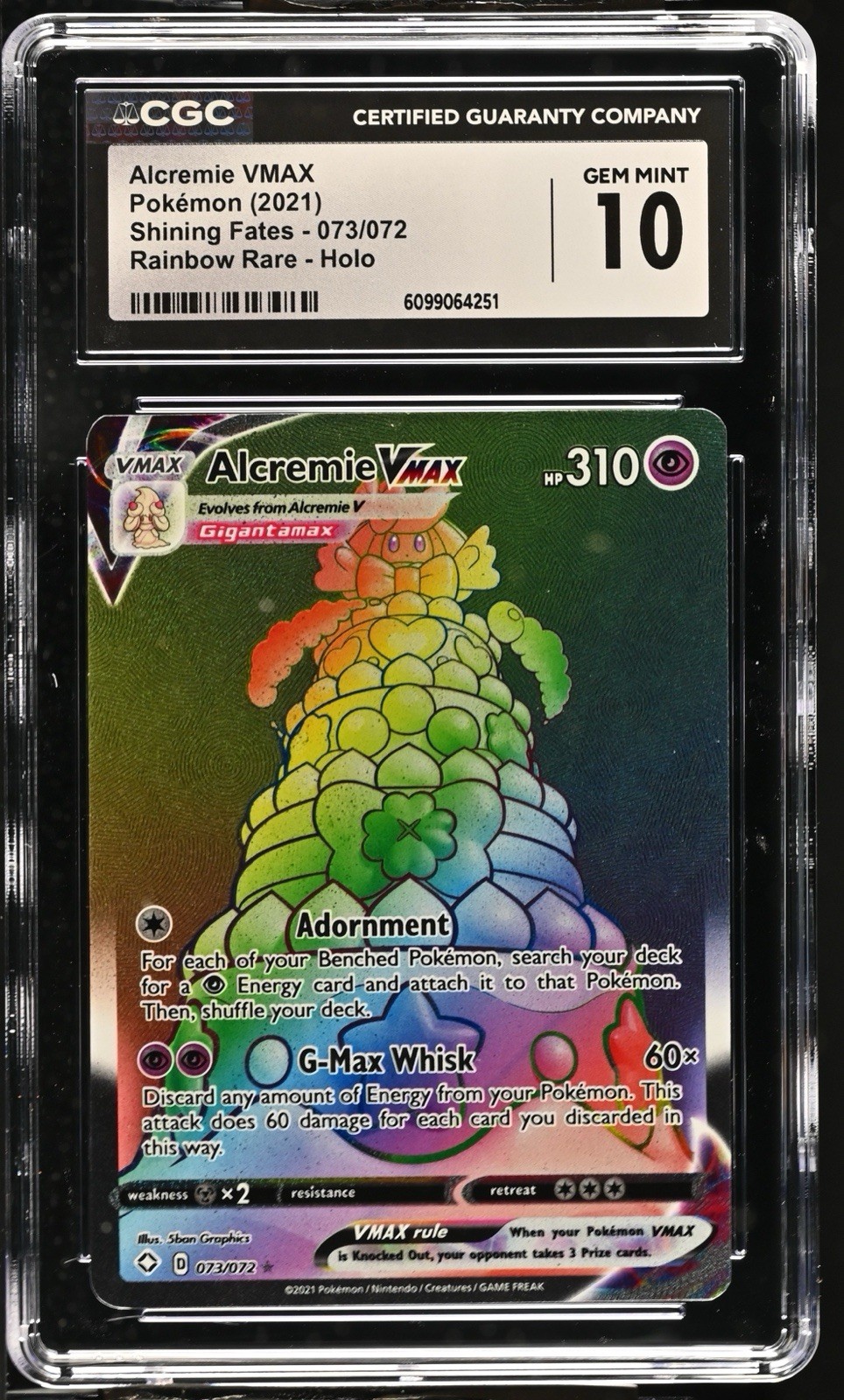 2021 Shining Fates - English Alcremie VMAX Ultra Rare Rainbow Rare Holo 073/072