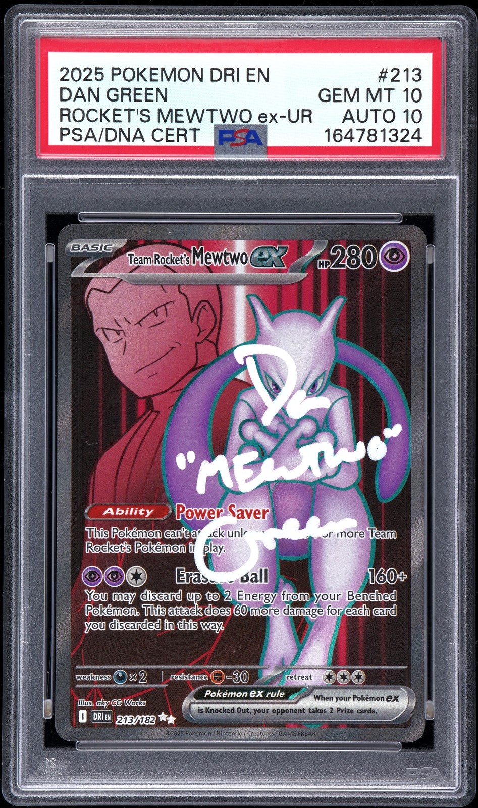 2025 Pokemon Dri EN-Destined Rivals Team Rocket's Mewtwo EX Ultra Rare 213