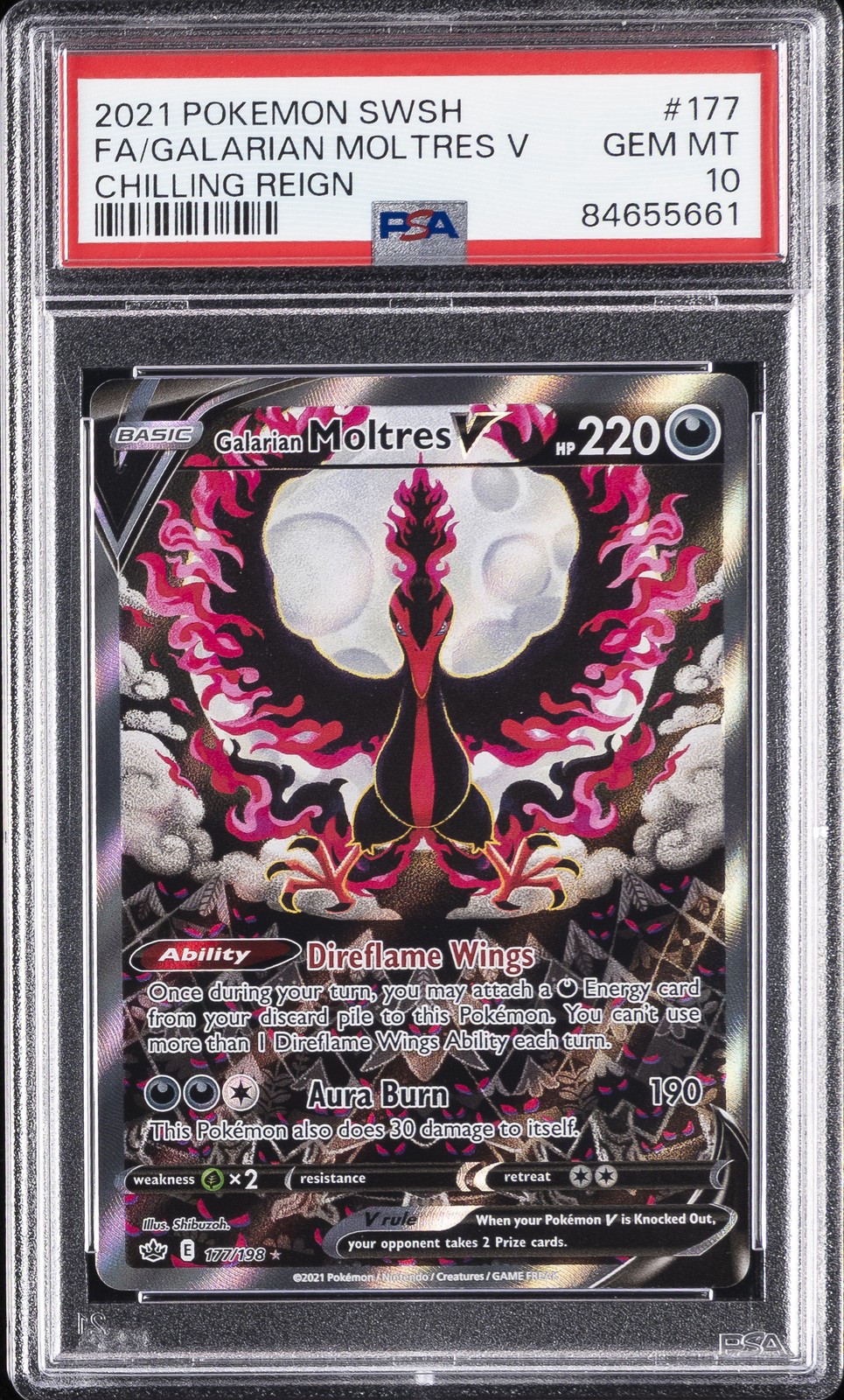 2021 Pokemon Sword & Shield Chilling Reign Full Art/Galarian Moltres V 177
