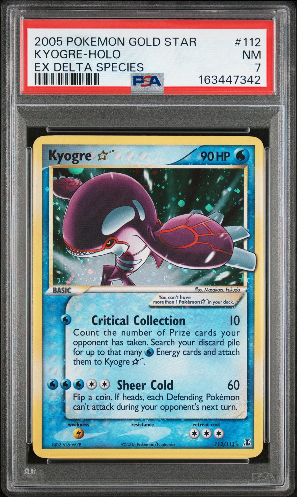2005 Pokemon EX Delta Species Kyogre-Holo Gold Star 112