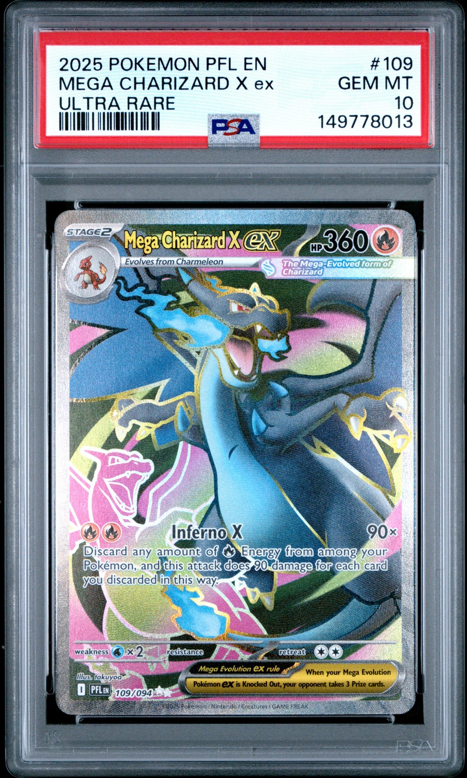 2025 Pokemon Pfl EN-Phantasmal Flames Mega Charizard X EX Ultra Rare 109