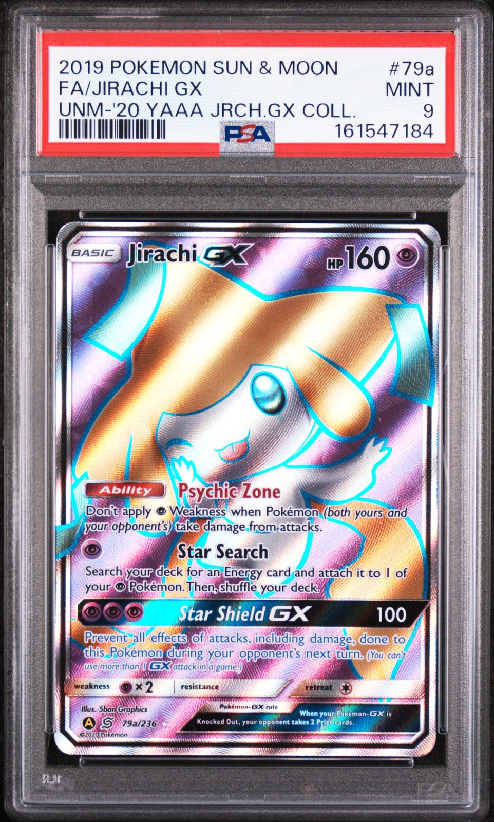 2019 Pokemon Sun & Moon Unified Minds Full Art/Jirachi GX 2020 Yellow A Alternate Art Jirachi GX Collection 79a