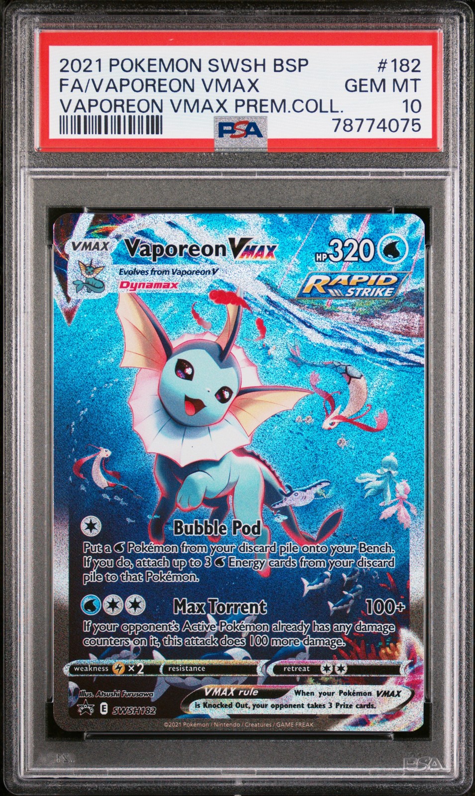 2021 Pokemon Swsh Black Star Promo Full Art/Vaporeon Vmax Vaporeon Vmax Premium Collection 182