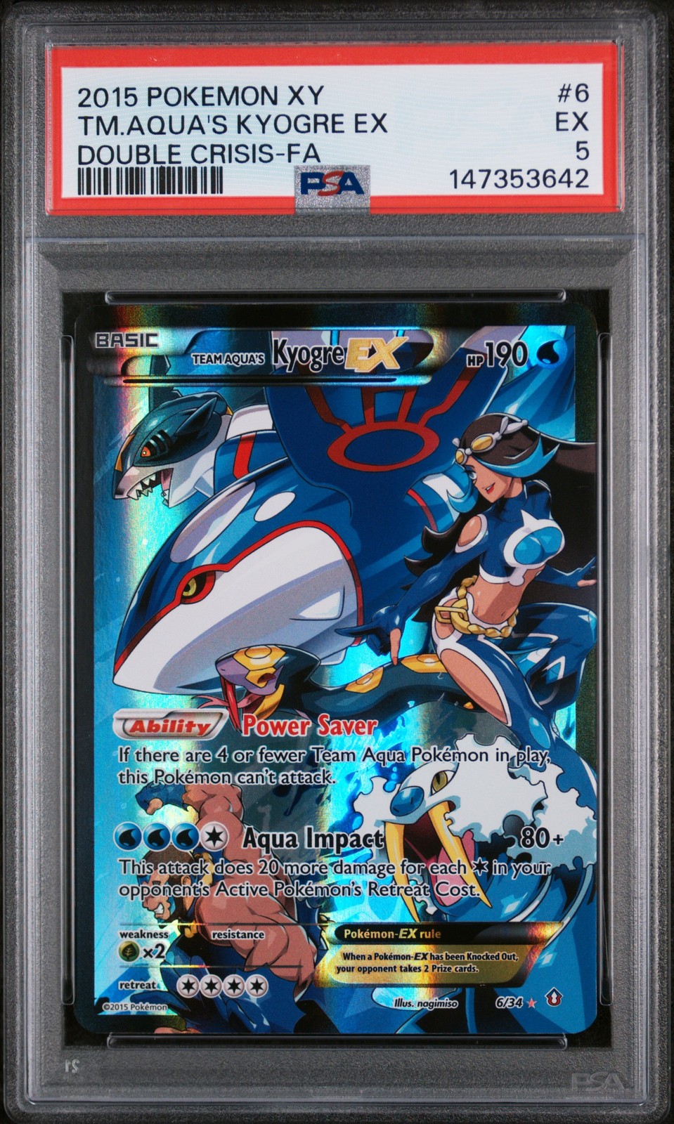 2015 Pokemon XY Double Crisis Full Art/Team Aqua's Kyogre EX 6