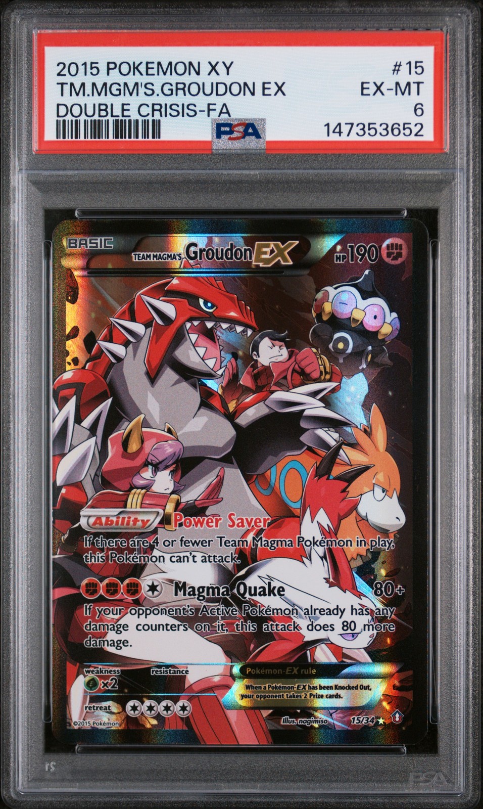2015 Pokemon XY Double Crisis Full Art/Team Magma's Groudon EX 15