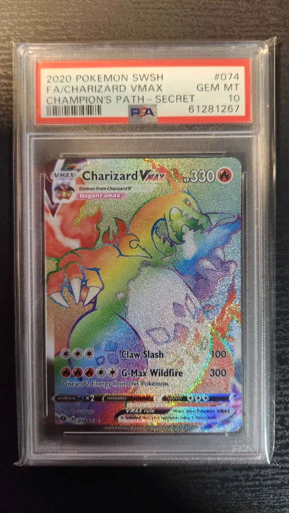 2020 Pokemon Sword & Shield Champion's Path Full Art/Charizard Vmax Secret 074