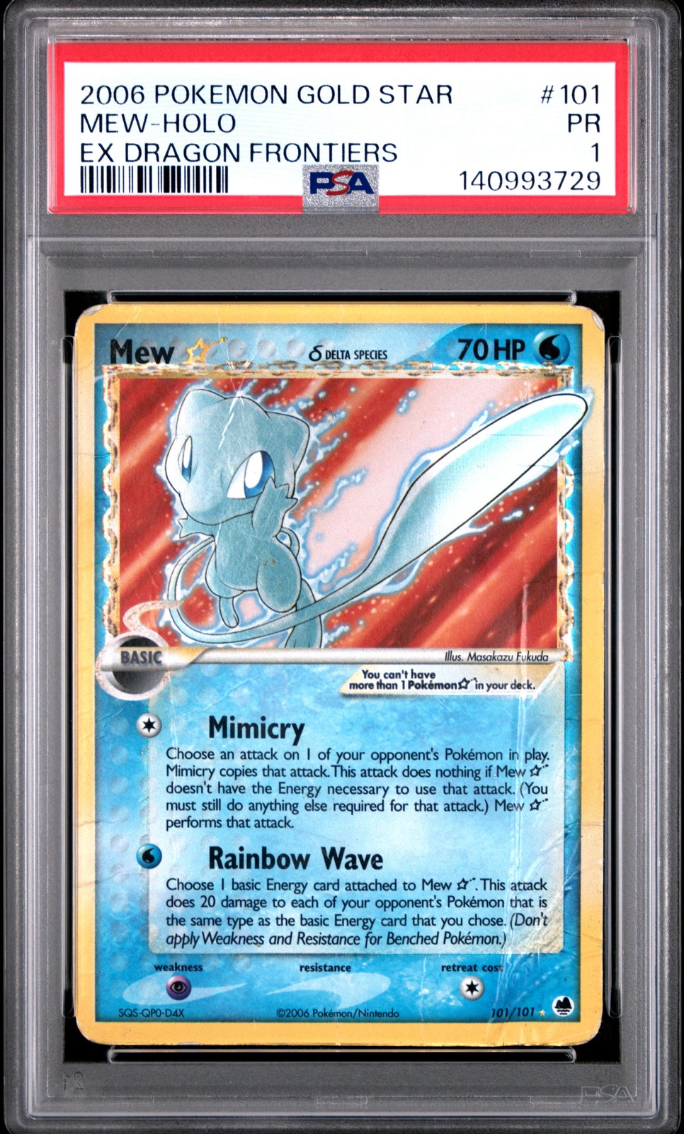 2006 Pokemon EX Dragon Frontiers Mew-Holo Gold Star 101